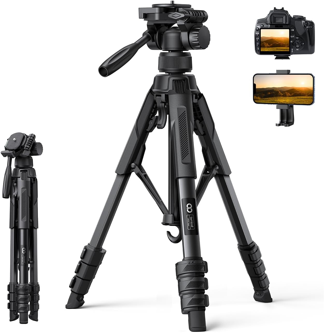 Lamicall Camera Tripod - 17.6LBS Max Load for with Rapid Black