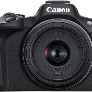 كاميرا Canon EOS R50 بدون مرآة مع عدسة RF-S18-45mm F4.5-6.3 IS STM، سوداء