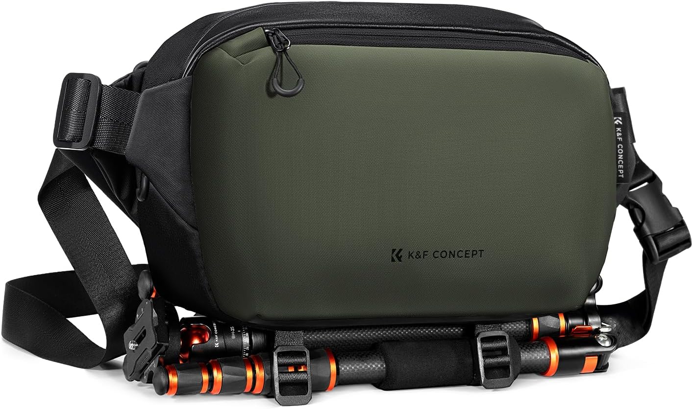 K&F Concept 2 in 1 Sling Bag Everyday Shoulder & 04-Black+Green
