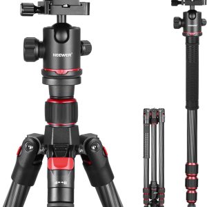 حامل كاميرا NEEWER من ألياف الكربون بطول 66 بوصة مع رأس كروي بانورامي 360°، أسود