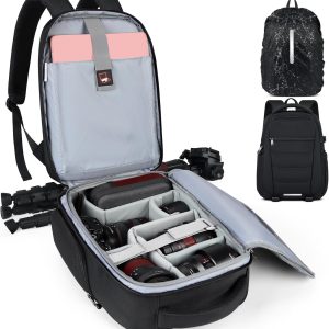 حقيبة ظهر احترافية SDYSM للكاميرات DSLR وSLR والميرورليس، متوسطة الحجم، سوداء