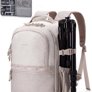 حقيبة ظهر صغيرة BAGSMART للكاميرات DSLR وSLR للمصورين، بيج